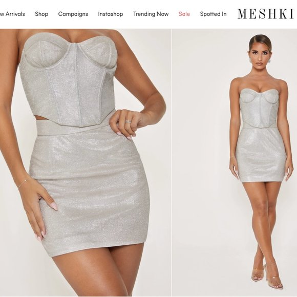 Meshki TOVE Shimmer Strapless Bustier - Silver - Picture 1 of 3